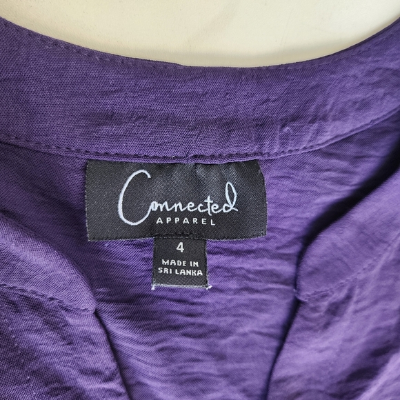 Connected Apparel Women's Purple Babydoll Boho Dress Puff Sleeve Pockets Sz 4 - Picture 8 of 12